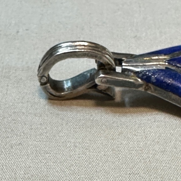 950 Mexican Sterling Silver. Lapis lazuli pendant enhancer bail. Genuine stone. - Picture 5 of 15